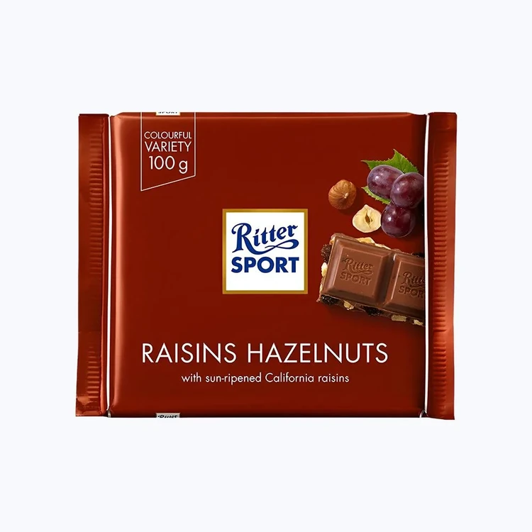 Ritter Sport Raisins Hazelnuts Milk Chocolate Bar