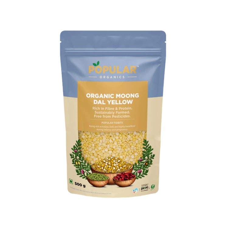 Popular Organics Yellow Moong Dal (Dhuli) (Hesaru Bele)