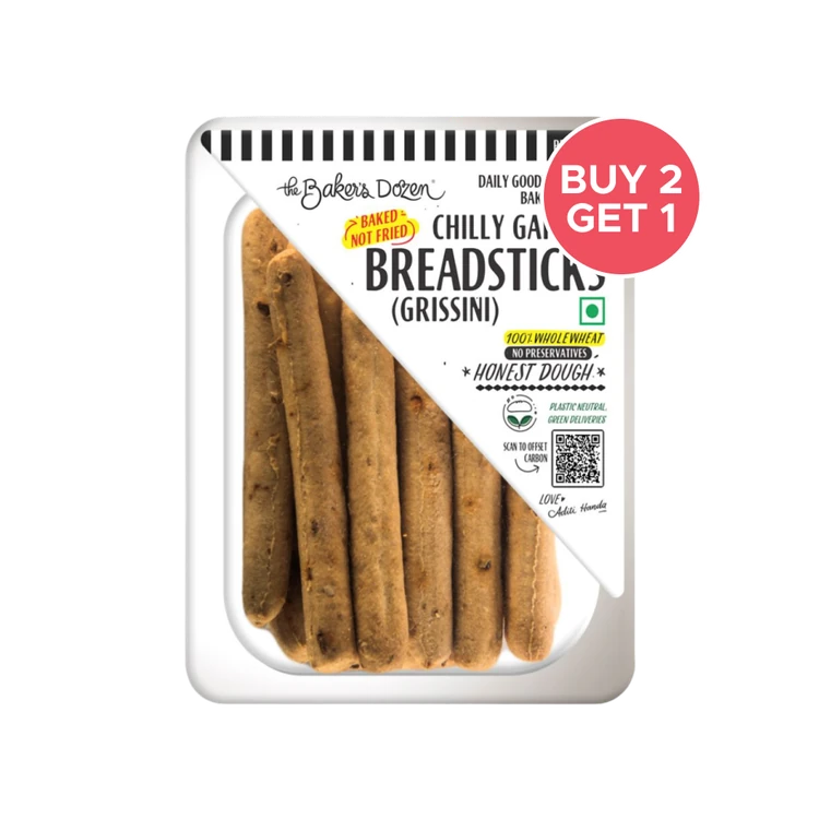 The Baker's Dozen Grissini Baked Chilli Garlic Bread Sticks - Buy 2 Get 1 Free