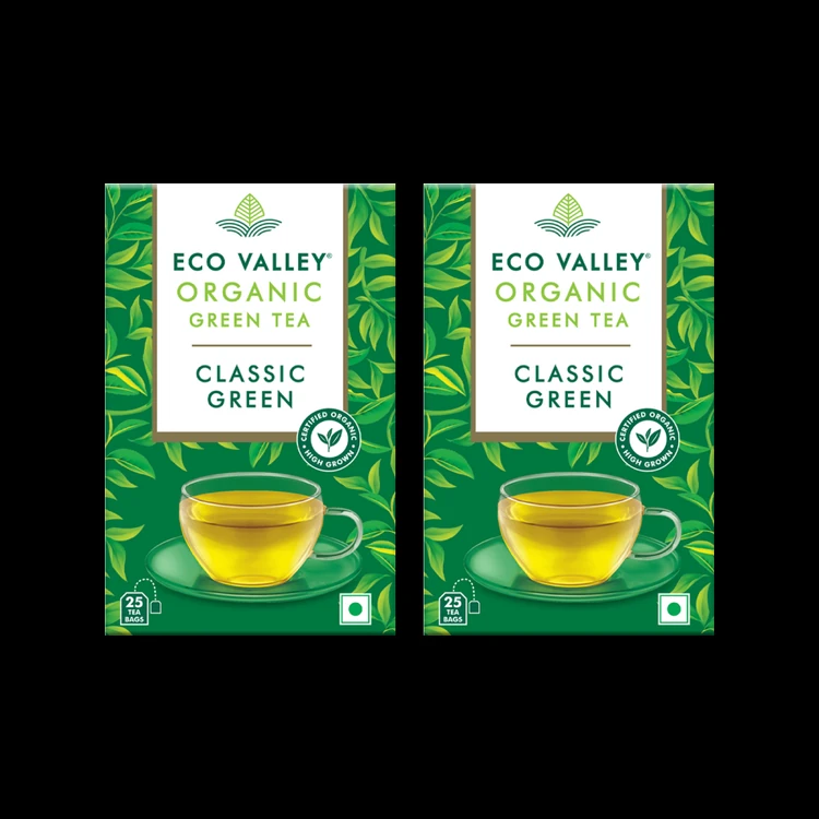 Eco Valley Organic Classic Green Tea Bags - Pack of 2