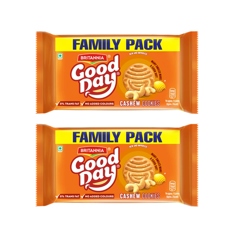 Britannia Good Day Cashew Cookies Family Pack - Pack of 2