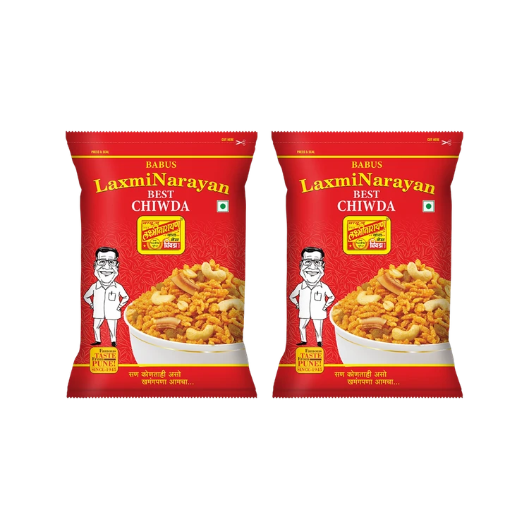 Babus LaxmiNarayan Best Chiwda Poha Chivda Namkeen - Pack of 2