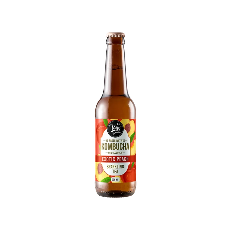 Toyo Kombucha Low Sugar Exotic Peach Non-Alcoholic Sparkling Tea