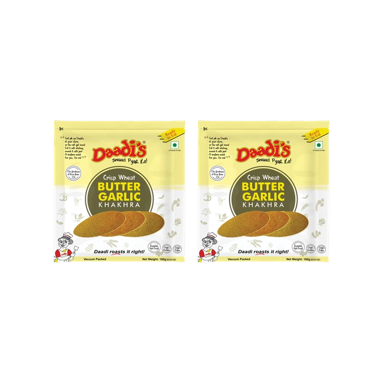 Daadi's Crips Wheat Butter Garlic Khakhra - Pack of 2