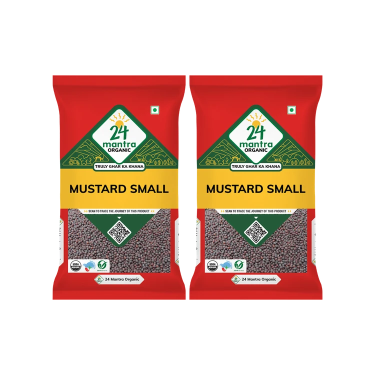 24 Mantra Organic Black (Small) Mustard Seeds / Rai Seeds - Pack of 2