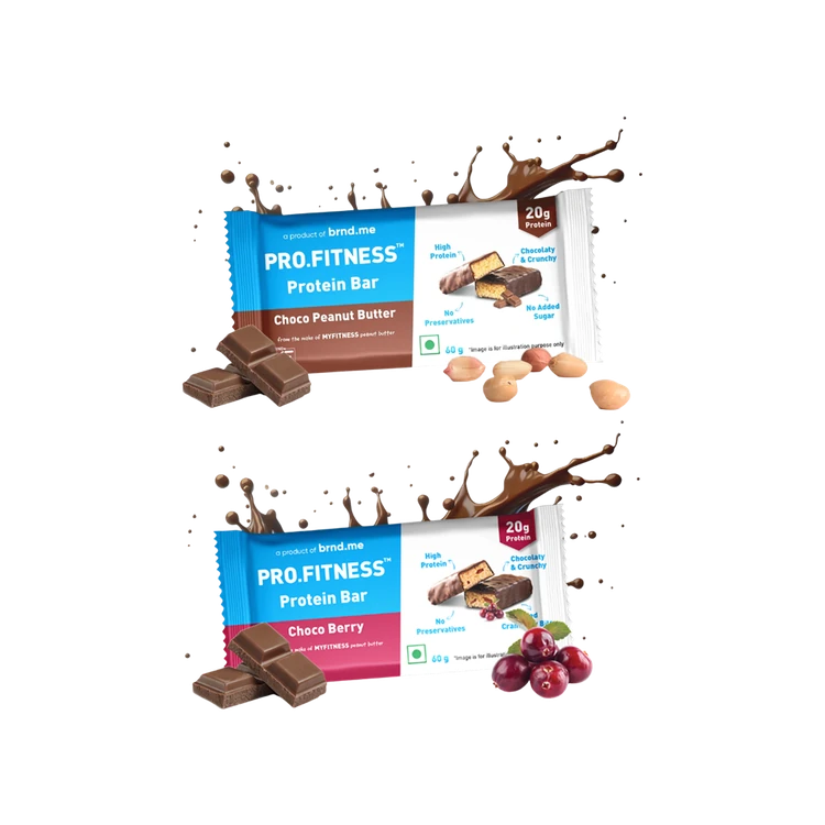 PRO.FITNESS 20g Protein Bar (Choco Peanut Butter) +  20g Protein Bar (Choco Berry) Combo