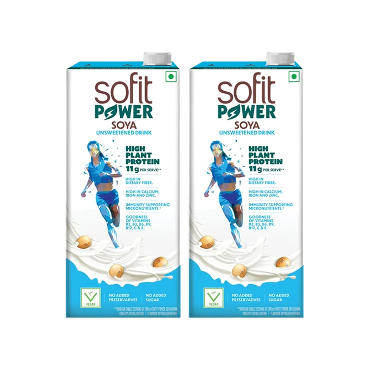 Sofit Power Unsweetened Soy Beverage - Pack of 2