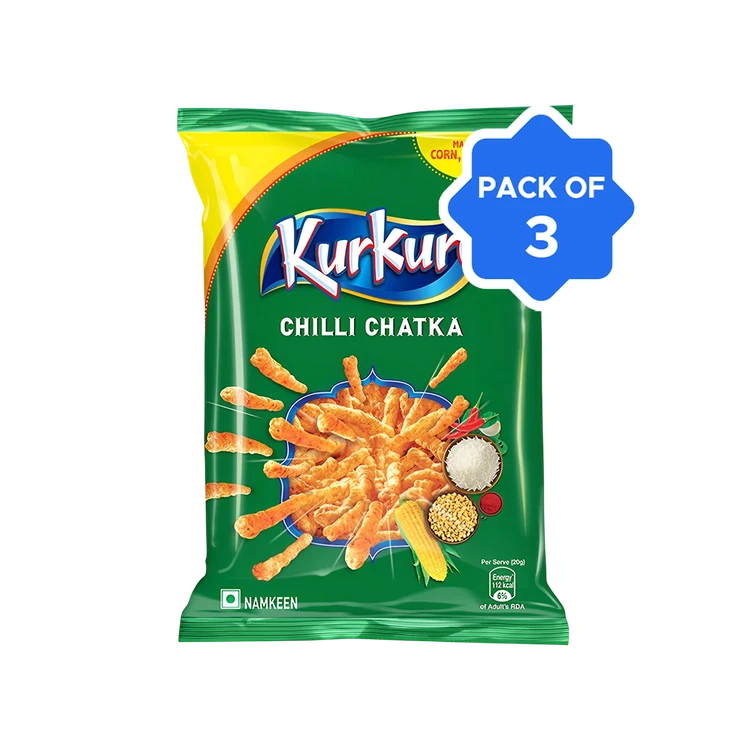 Kurkure Chilli Chatka Crisps - Pack of 3