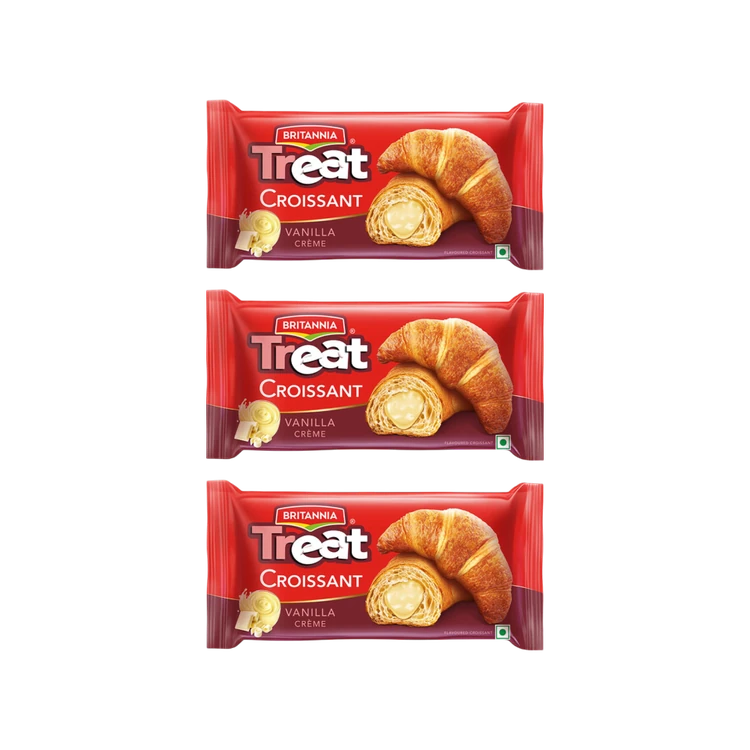 Britannia Treat Croissant with Vanilla Creme Filling - Pack of 3