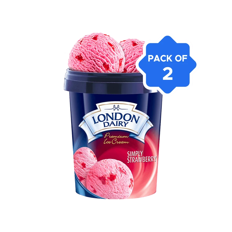 London Dairy Simply Strawberry Ice Cream Tub - Pack of 2