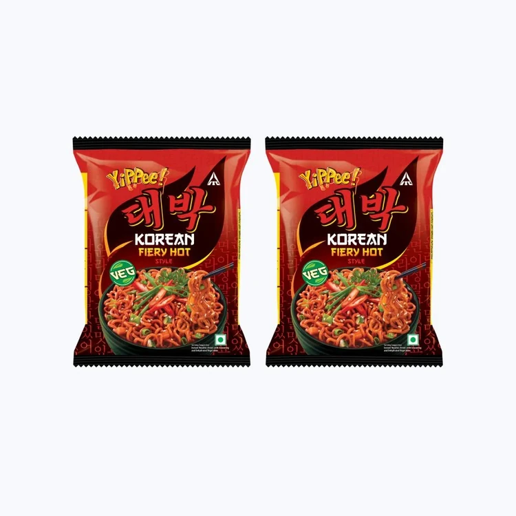 Yippee Korean Fiery Hot Style Veg Noodles - Pack of 2