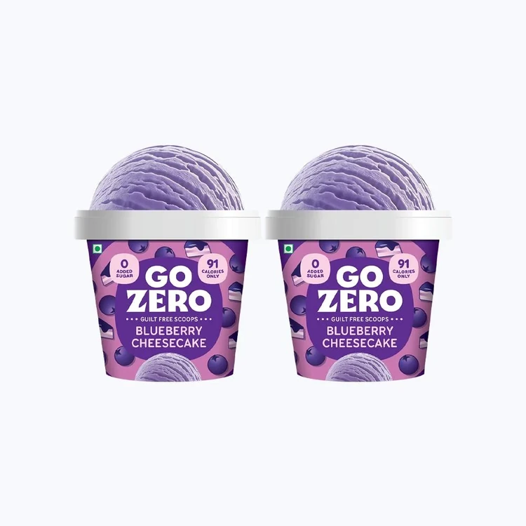Go Zero Blueberry Cheesecake Low Calorie Guilt Free Ice Cream Cup - Pack of 2