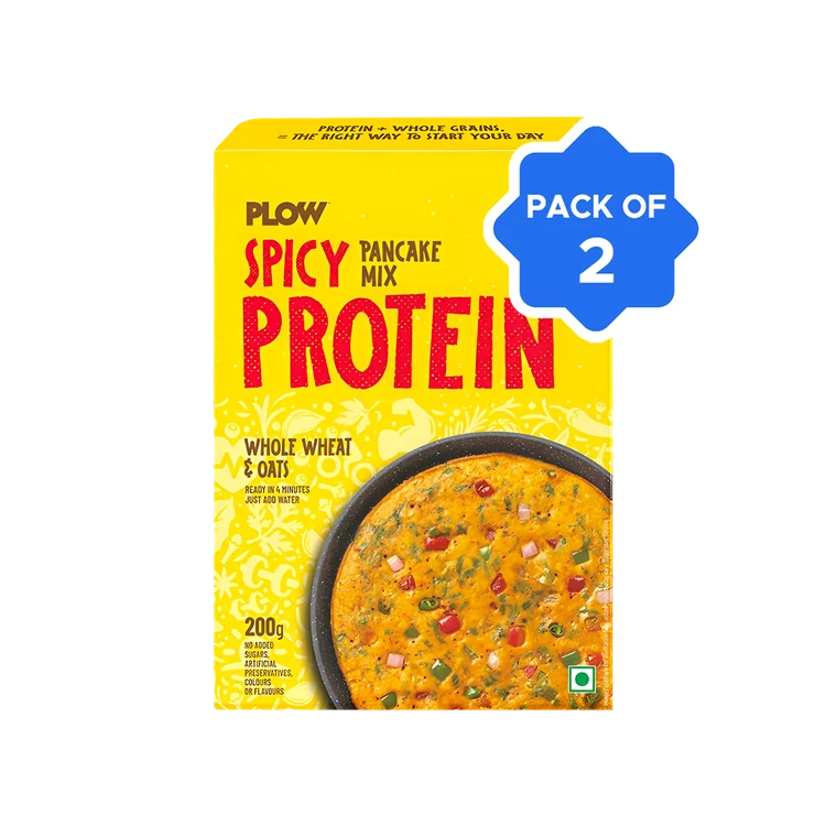 Plow Spicy Protein Pancake Mix (Oats + Whole Wheat) - Zero Sugar - Pack of 2