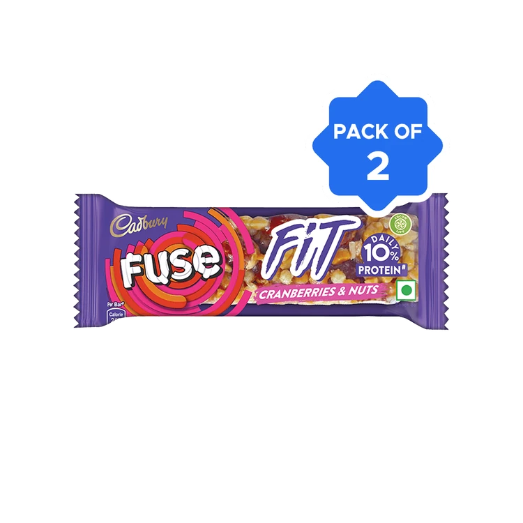 Cadbury Fuse Fit Cranberries & Nuts Chocolate Bar - Pack of 2