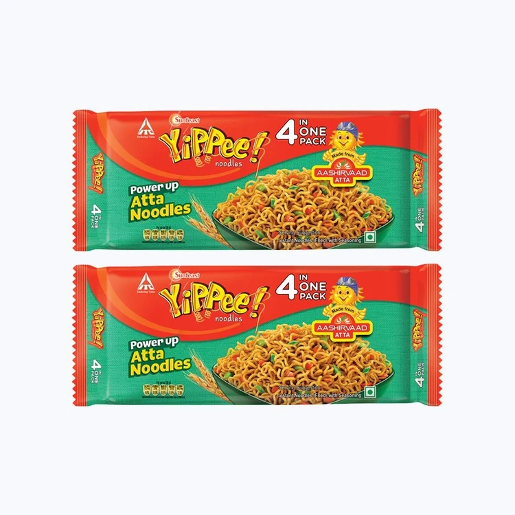 Yippee Power up Atta Instant Noodles – Made from Aashirvaad Atta - Pack of 2