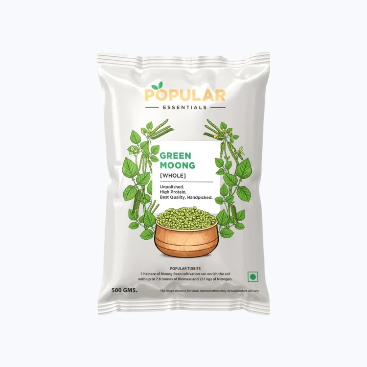 Popular Essentials Premium Green Moong (Sabut) Whole (Hesaru Kalu)