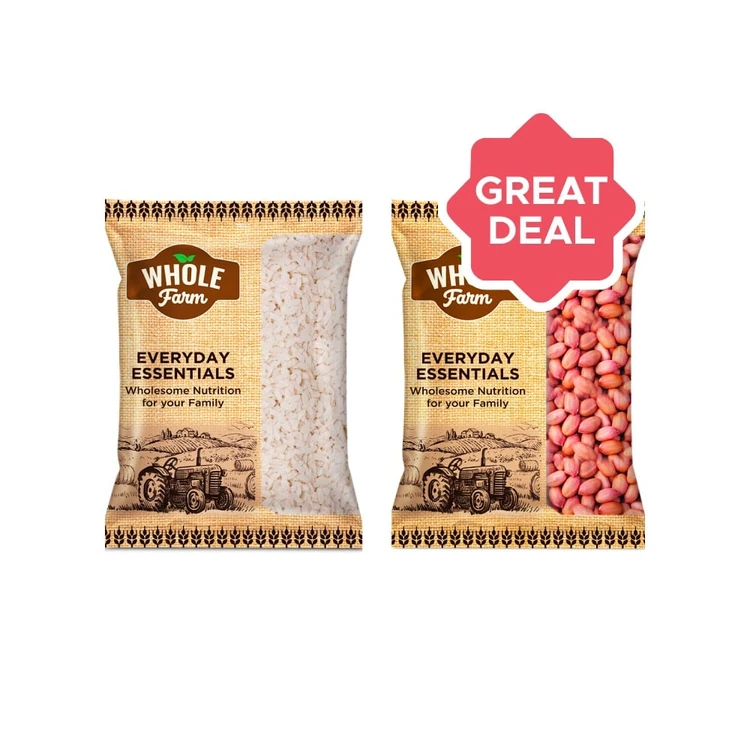 Whole Farm Farm Premium Fiber Rich Thick Poha + Premium Raw Peanuts Combo
