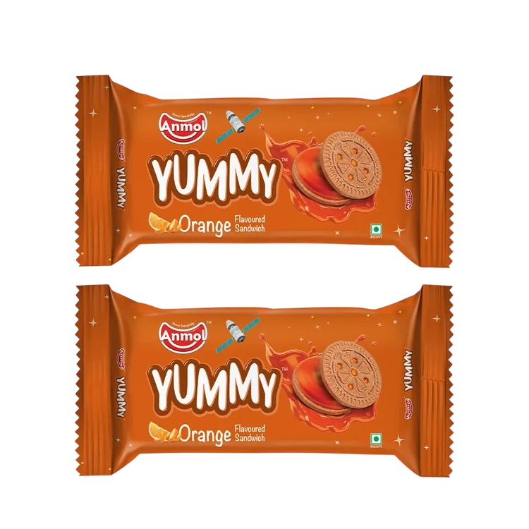 Anmol Yummy Orange Sandwich Cream Biscuits - Pack of 2