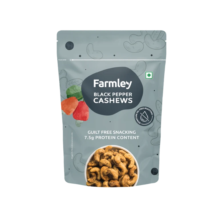 Farmley Roasted Black Pepper Flavoured Cashew (Flavoured Godambi)