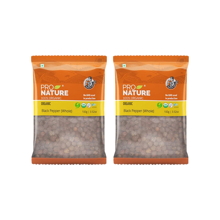 Pro Nature Organic Black Pepper (Whole) - Pack of 2