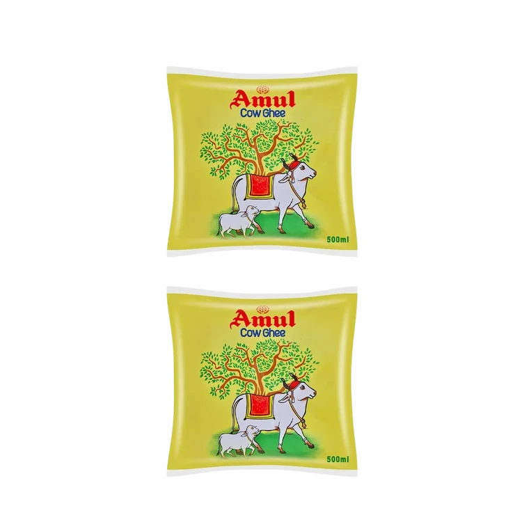 Amul Cow Ghee (Pouch) - Pack of 2 (Hasuvina Tuppa)