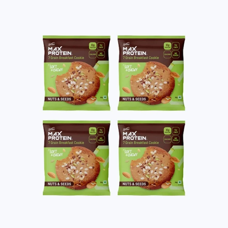 RiteBite Max Protein No Maida 7 Grains Nuts & Seeds 10 g Protein Cookies - Pack of 4
