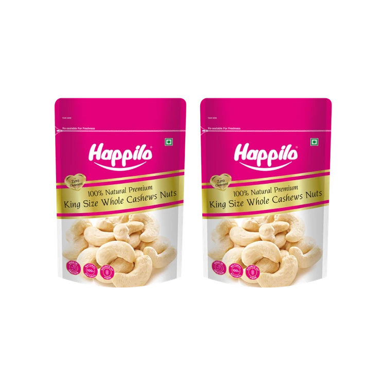 Happilo 100% Premium King size Whole Cashew - Pack of 2 (Godambi)