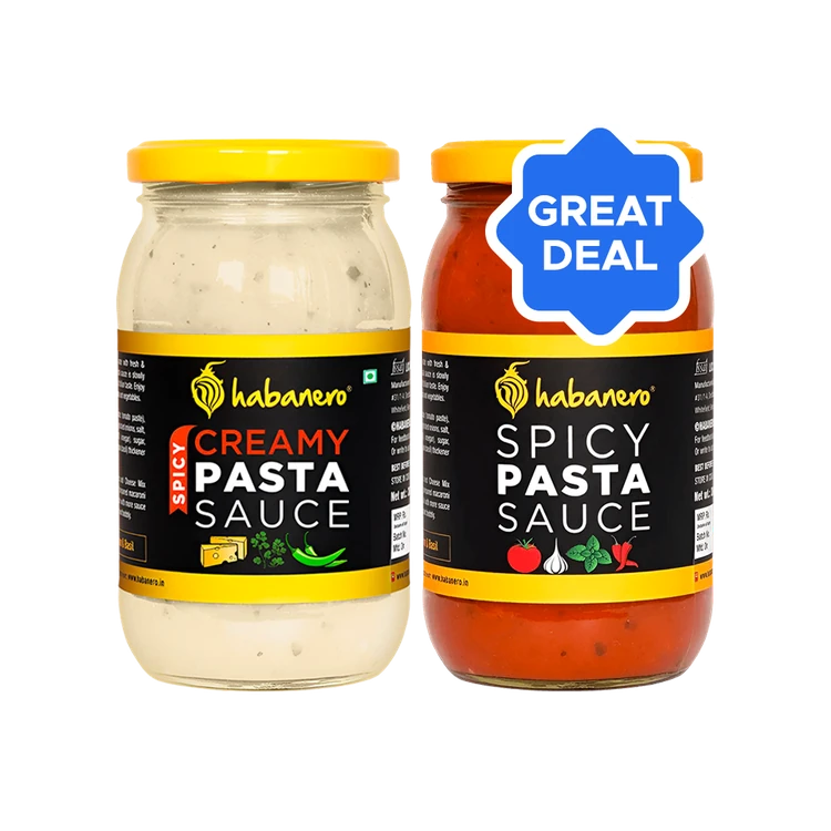 Habanero Creamy white Pasta Sauce + Habanero Spicy Pasta Sauce Combo