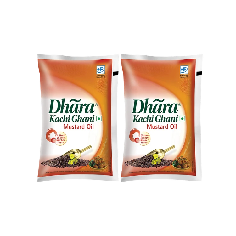 Dhara Kachi Ghani Mustard Oil (0% Trans Fat) - Pack of 2 (Sasive Enne)