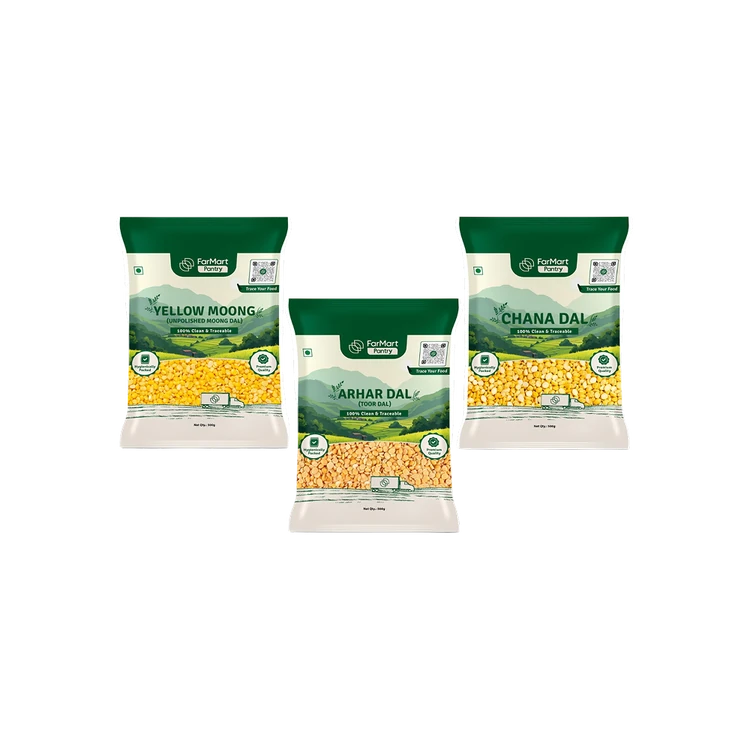FarMart Pantry Yellow Moong, Arhar & Chana Dal