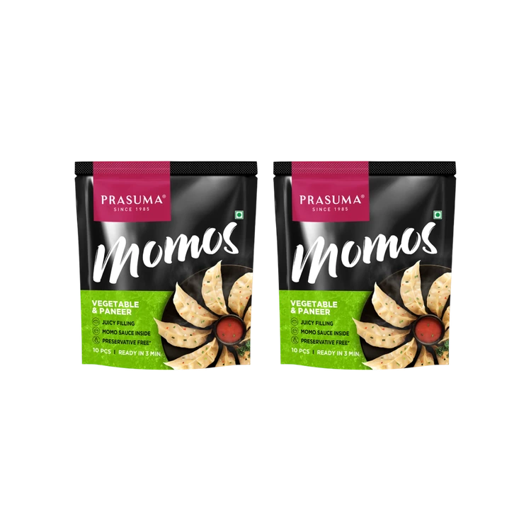 Prasuma Veg and Paneer Momos - Pack of 2