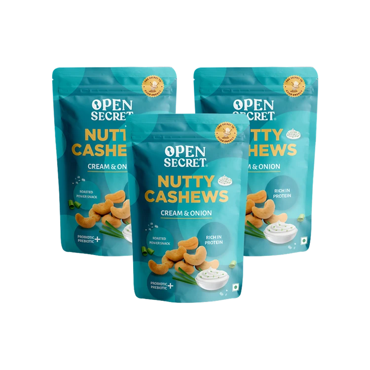 Open Secret Flavoured Cashew - Namkeen Cream & Onion - Pack of 3