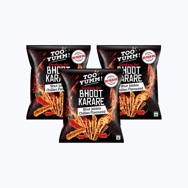 Too Yumm Bhoot Karare Spicy Chilli Crisps Snack - Pack of 3