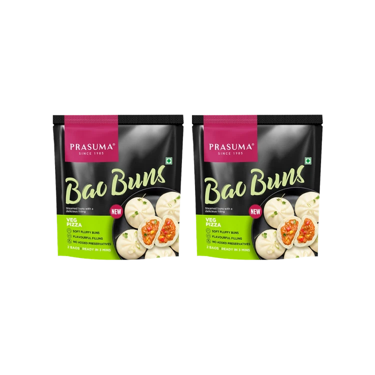 Prasuma Bao Bun Veg Pizza (2 Baos) - Pack of 2