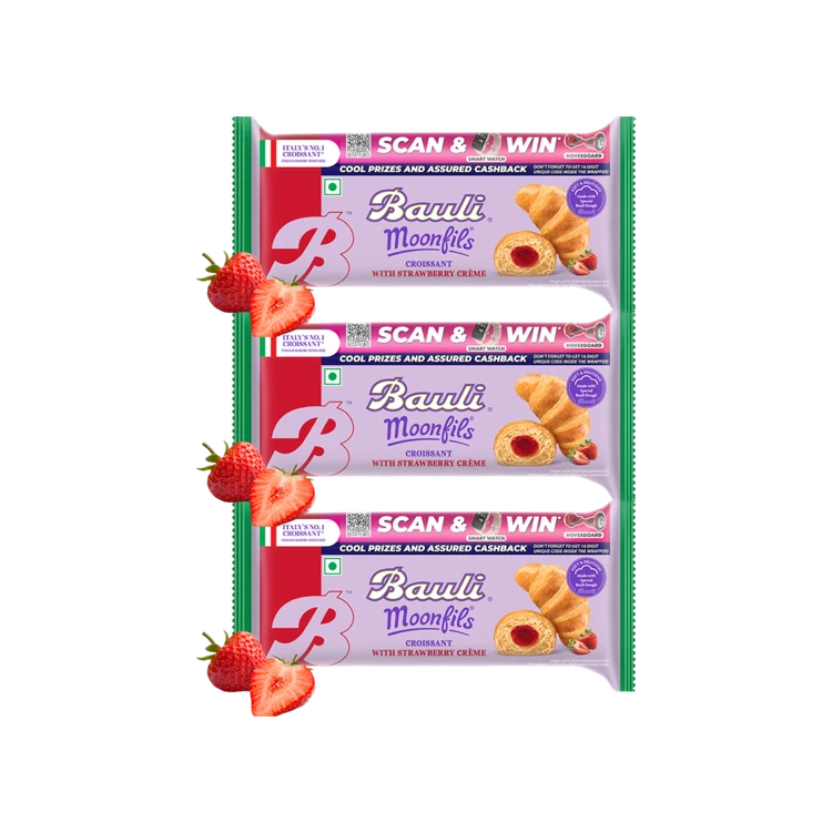 Bauli Moonfils Strawberry Crème Soft Croissant (Eggless) - Pack of 3