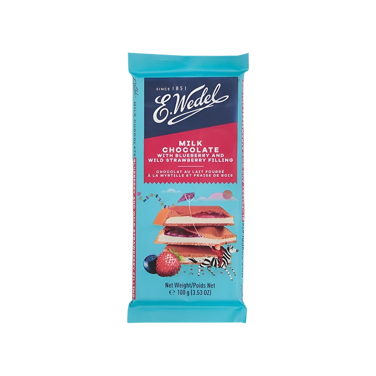 E.Wedel Milk Chocolate with Blueberry and Wild Strawberry Filling