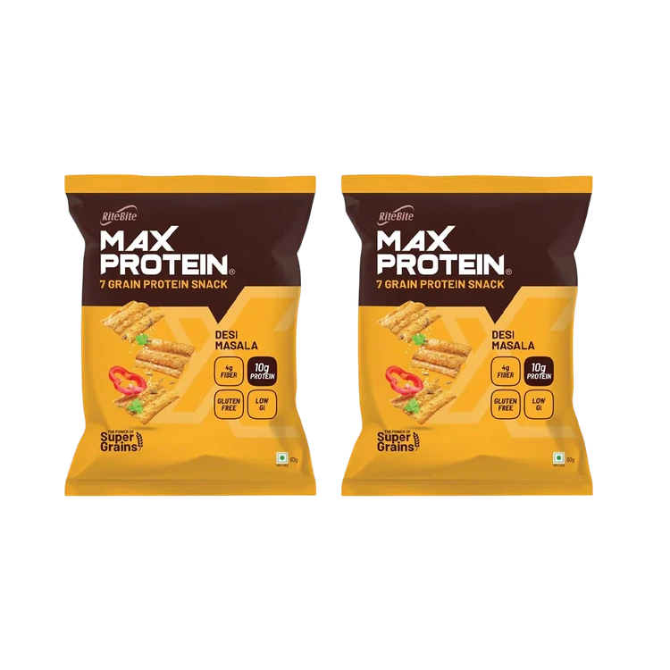 RiteBite Max Protein Desi Masala 10 g Protein Multigrain Chips - Pack of 2