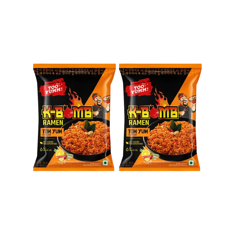 Too Yumm K-Bomb Ramen Tom Yum Instant Noodles Veg - Pack of 2