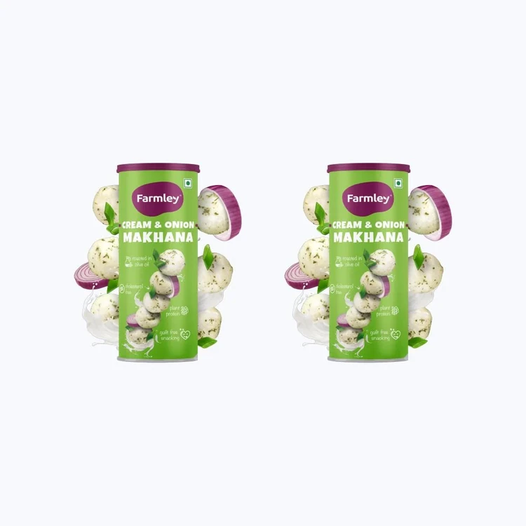 Farmley Cream & Onion Roasted Flavoured Makhana Roasted In Olive Oil - Pack of 2