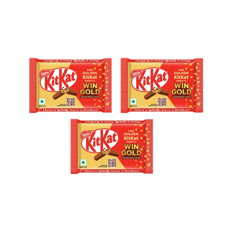 Nestle KitKat 4 Fingers Choco Coated Wafer Chocolate - Pack of 3