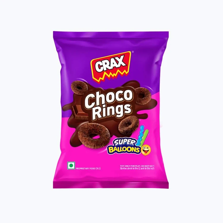 Crax Choco Rings Ring Puffs Snacks with Super Toys