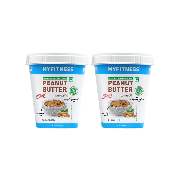 MyFitness All Natural Creamy Peanut Butter Smooth Spread (Unsweetened) - Pack of 2