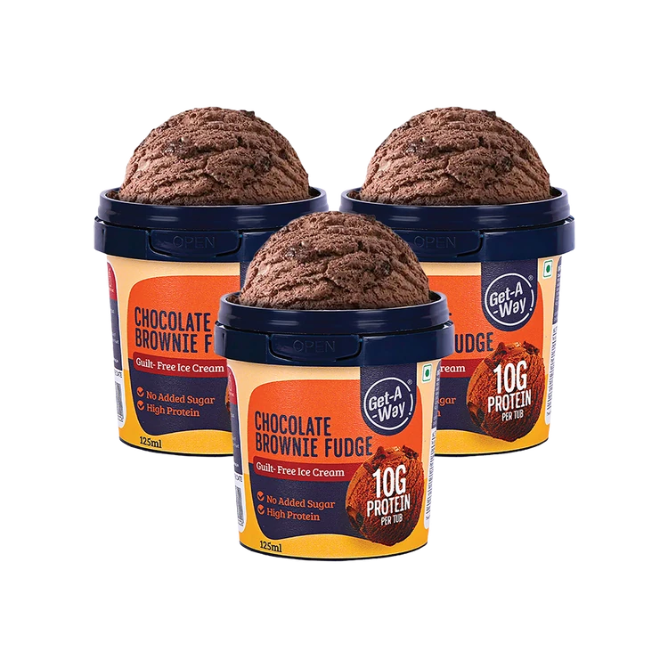 Get-A-Way Chocolate Brownie Fudge Ice Cream Cup - Pack of 3