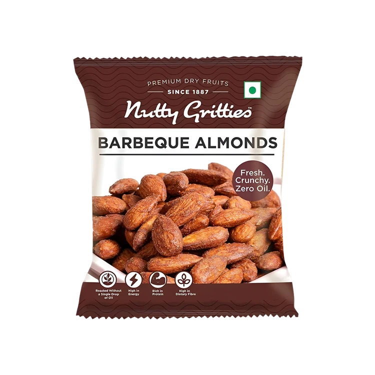 Nutty Gritties Barbeque Almonds - Pack of 10 - Brand Offer (Badami)