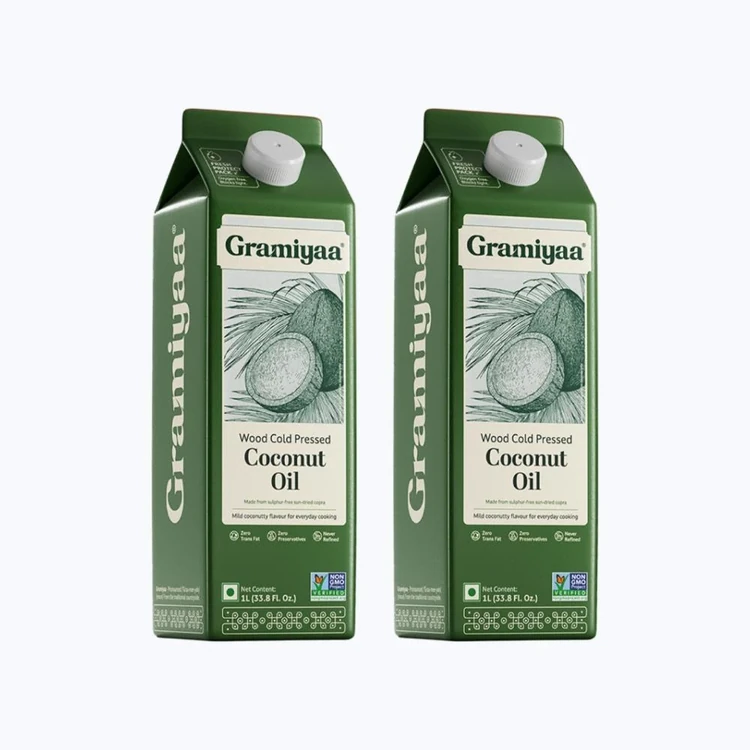 Gramiyaa Wood Cold Pressed Coconut Oil - ltr - Pack of 2 (Thengina Enne)