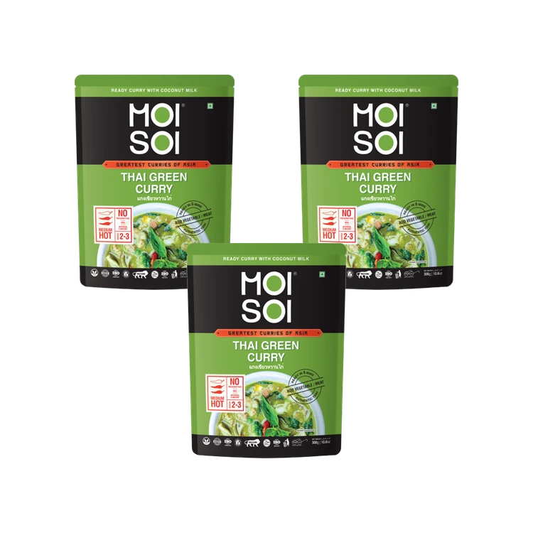 Moi Soi Thai Green Curry Sauce with Coconut Milk - Pack of 3