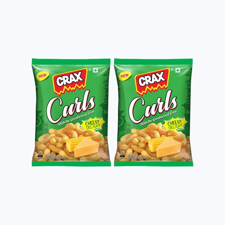 Crax Curls Cheese Delight Corn Puffs Snacks - Pack of 2