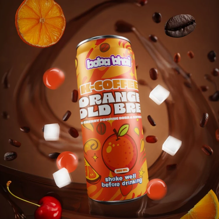 Boba Bhai K Coffee - Orange Cold Brew Coffee with Popping Boba & Nata De CoCo
