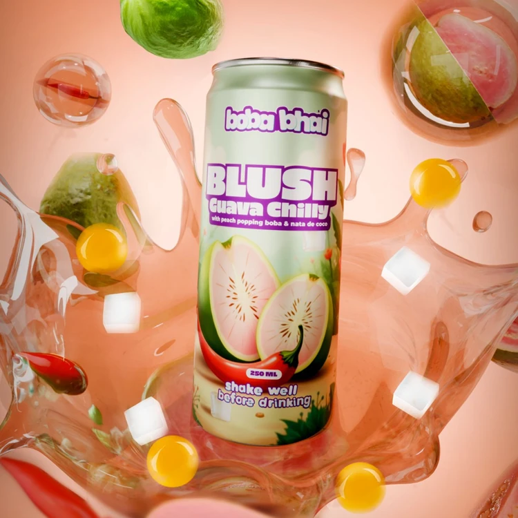 Boba Bhai Guava Chilli Fruit Drink with Popping Boba & Nata De Coco