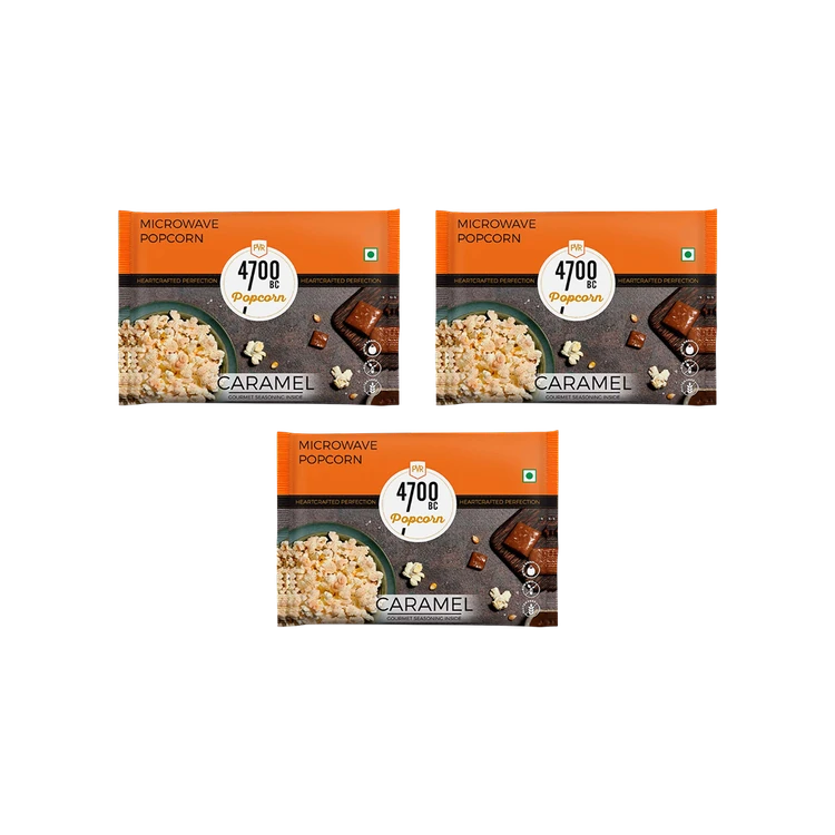 4700BC Caramel Microwave Popcorn with Seasoning - Pack of 3